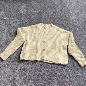 Oversized cardigan sweater. Color tan.